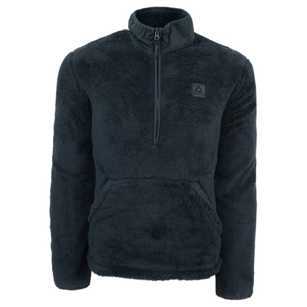 REEBOK Outerwear Fleece Faux Fur Kangaroo‎ Pocket Stone Blue Sweater Jacket Sz S